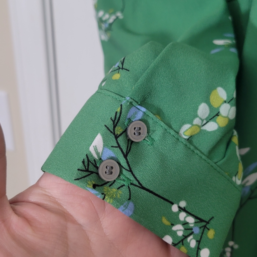 Loft Green Flower Branch Flare Shirtdress Plus Size 26 - Picture 4 of 8
